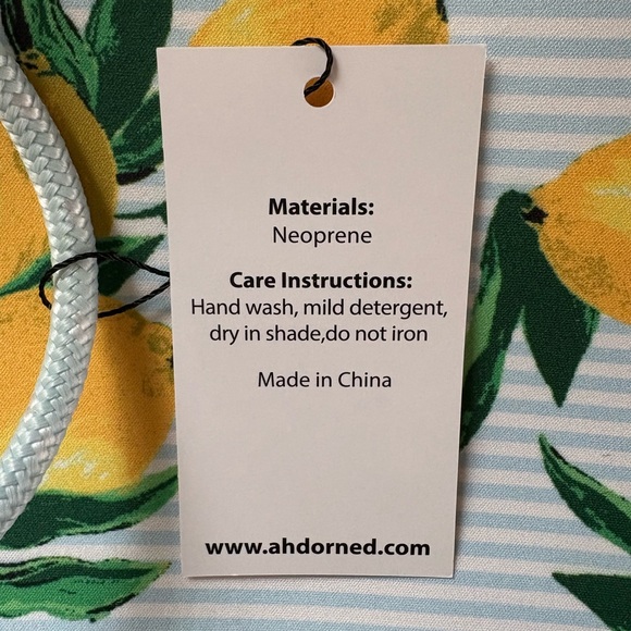 NWT AH•DORNED New York Emily Lemon Print Neoprene Tote - Picture 8 of 11